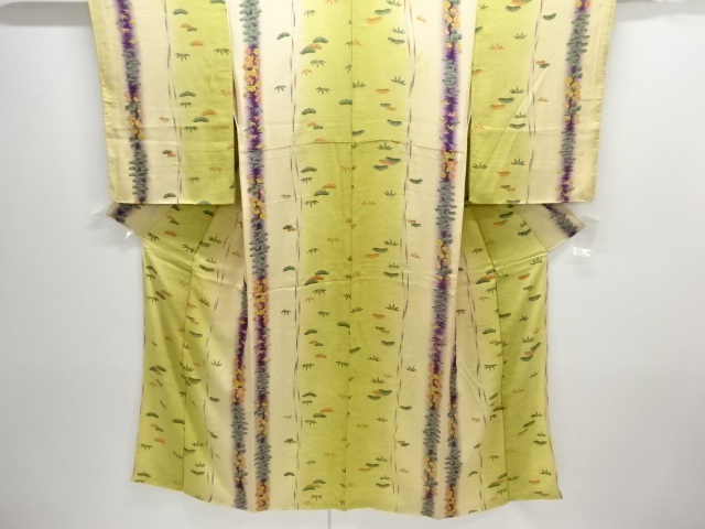 JAPANESE KIMONO / ANTIQUE KIMONO / TAISHO ROMAN STYLE / SILK / KINSHA / PINE & BAMBOO GRASS